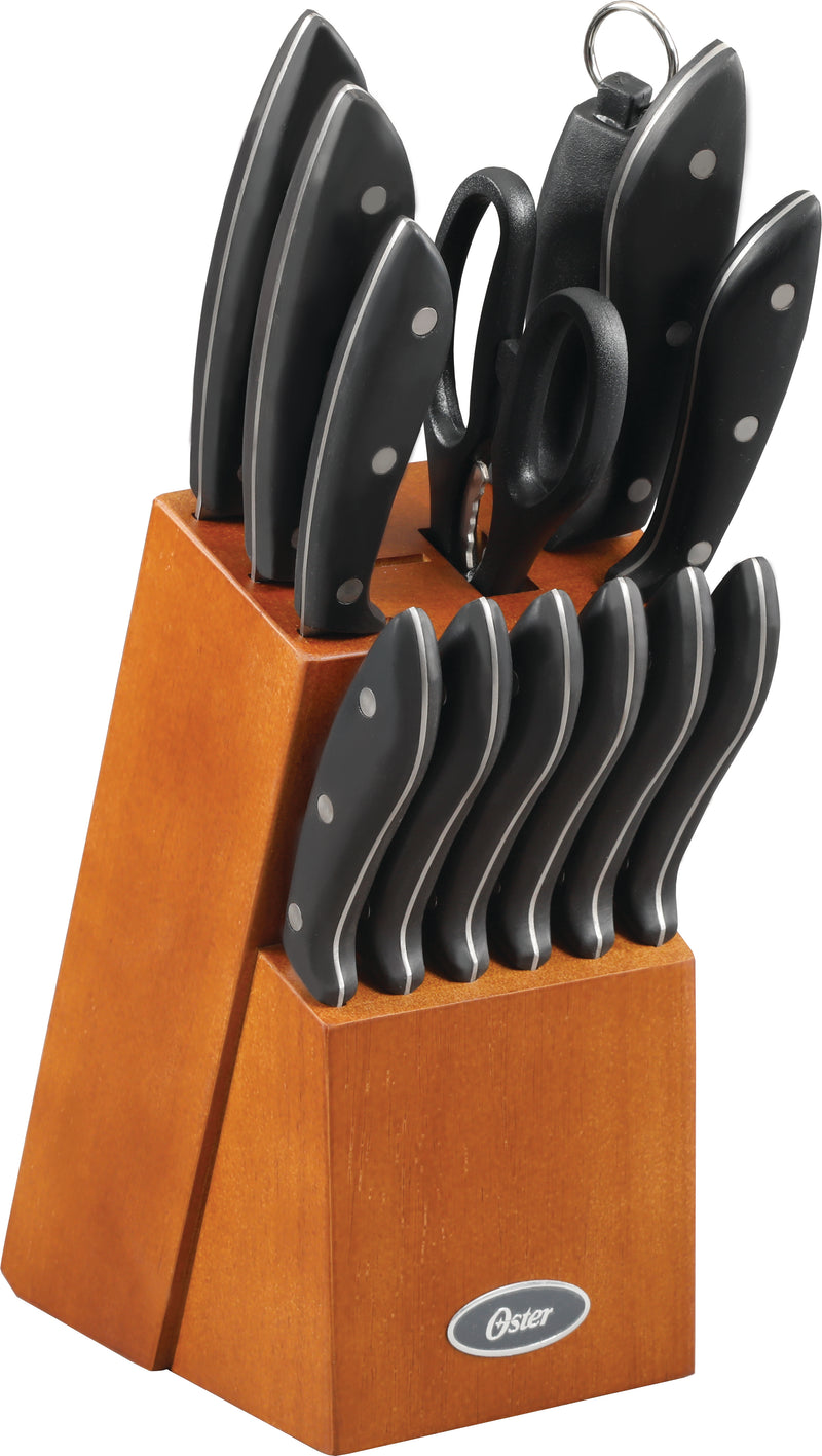 Oster Huxford 14pc Stainless Steel Cutlery Set w/ Hardwood Block - Bakelite Handle - Gift Box