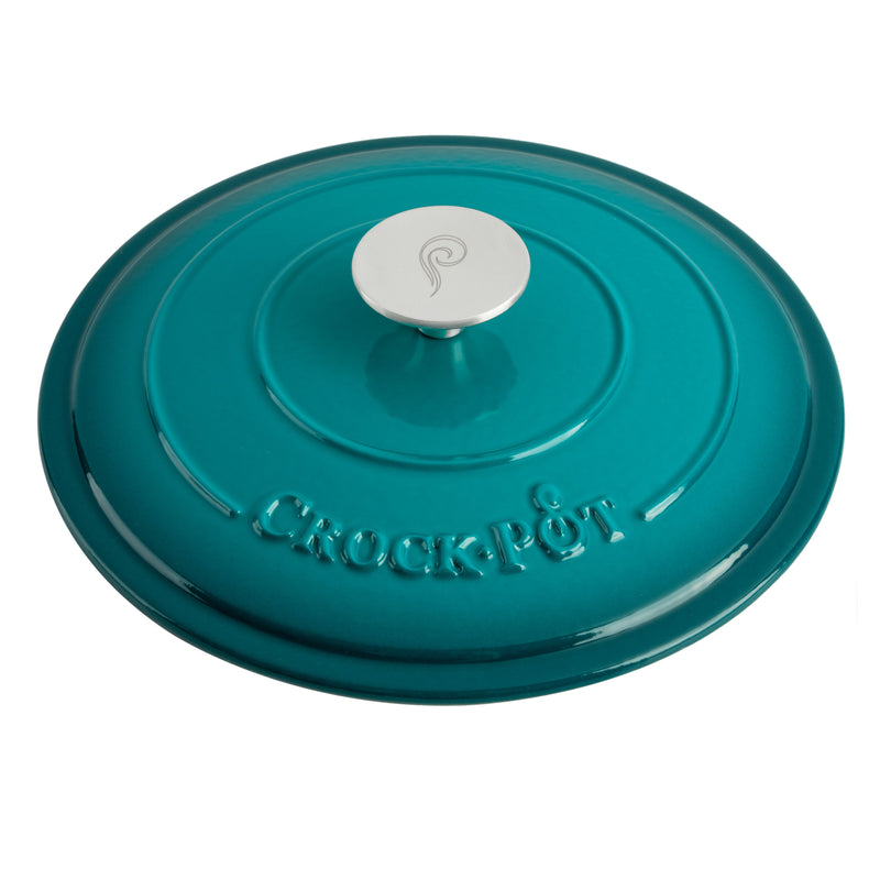 Crock-Pot Artisan 5qt Enamel Cast Iron Dutch Oven w/ Lid - Round - Gift Box - Teal Ombre / Sunset Orange / Sapphire Blue