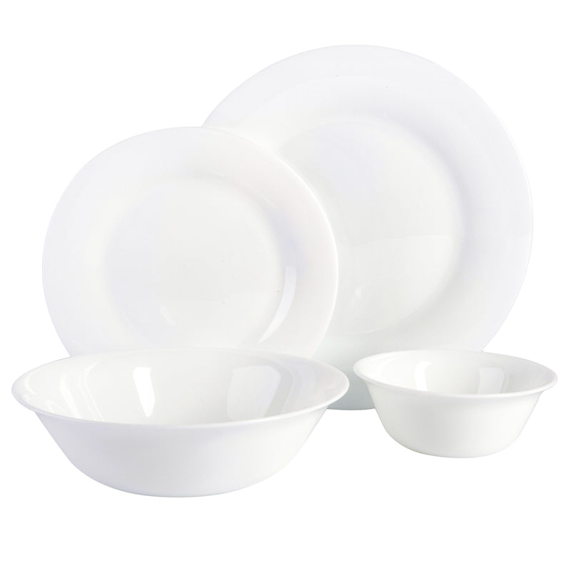Gibson Home Ultra White Shadow 36pc Dinnerware Combo Set - Service for 6 - White - Opal Tempered Glass - Gift Box