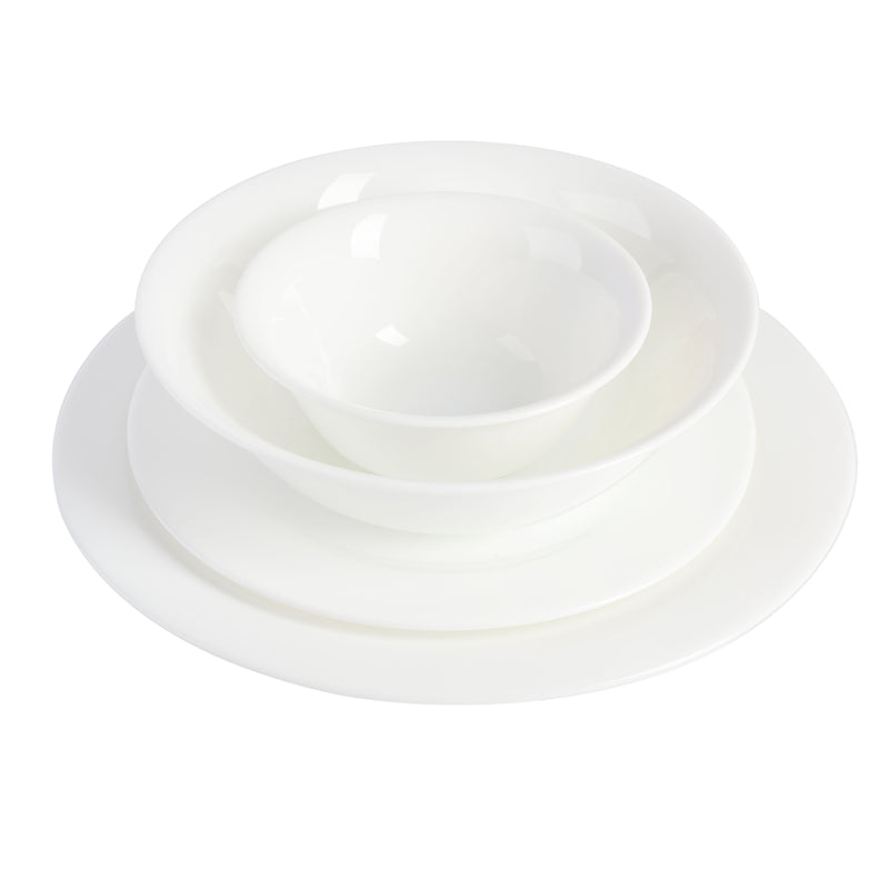 Gibson Home Ultra White Shadow 36pc Dinnerware Combo Set - Service for 6 - White - Opal Tempered Glass - Gift Box