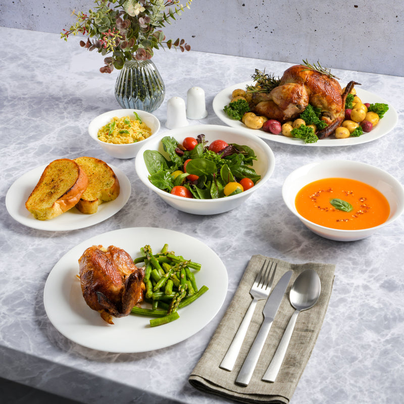Gibson Home Ultra White Shadow 36pc Dinnerware Combo Set - Service for 6 - White - Opal Tempered Glass - Gift Box