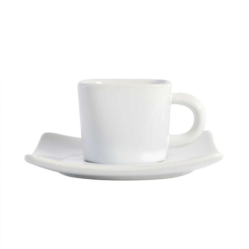 Gibson Elite Gracious Dining 3.25oz Espresso & Saucer Set w/ Metal Stand - White - Stoneware - Gift Box