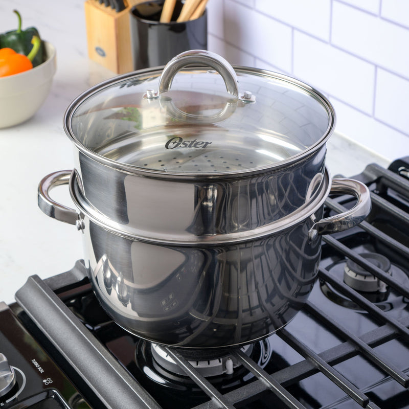 Oster Sangerfield 3 pc 6qt Stainless Steel Casserole w/ Steamer Insert and Lid - Gift Box