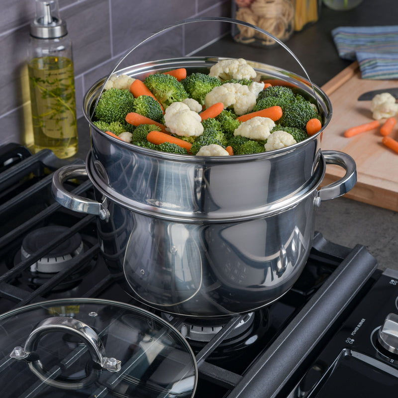 Oster Sangerfield 3 pc 6qt Stainless Steel Casserole w/ Steamer Insert and Lid - Gift Box