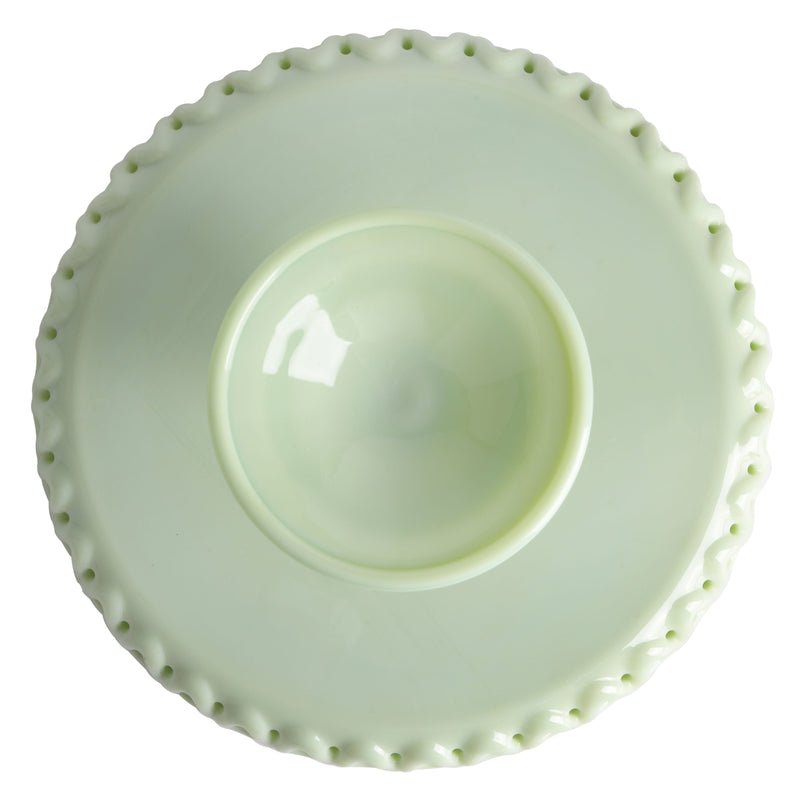 Martha Stewart Highbrook 8.5" x 4.25" Jadeite Glass Cake Stand - Green - Handmade - Gift Box