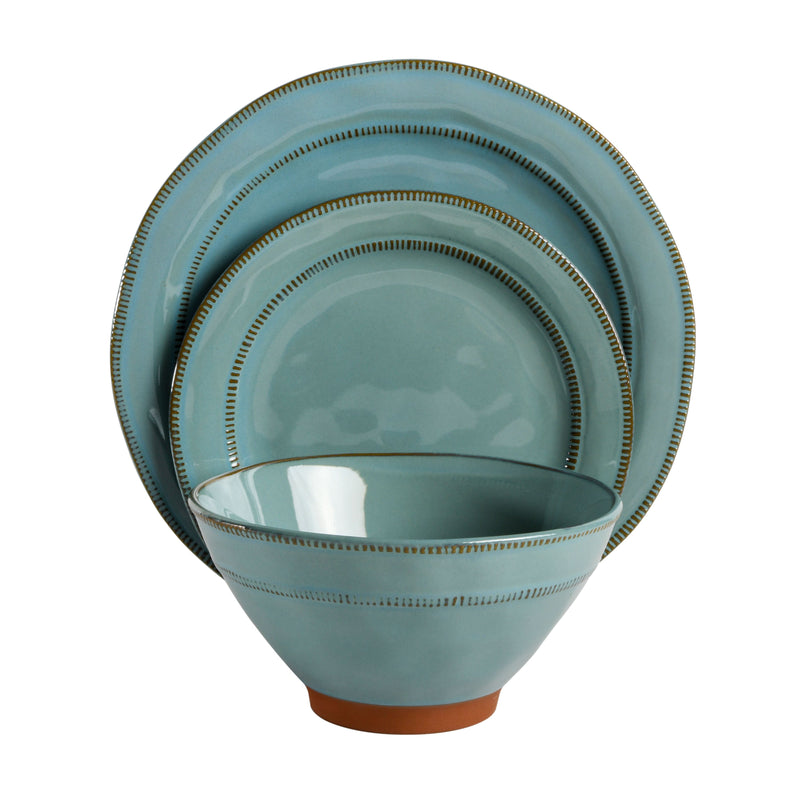 Gibson Elite Terranea 12pc Dinnerware Set - Reactive - Terracotta - GBX - Teal