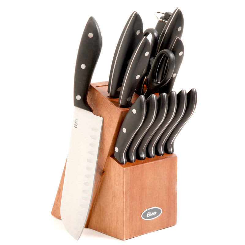 Oster Huxford 14pc Stainless Steel Cutlery Set w/ Hardwood Block - Bakelite Handle - Gift Box