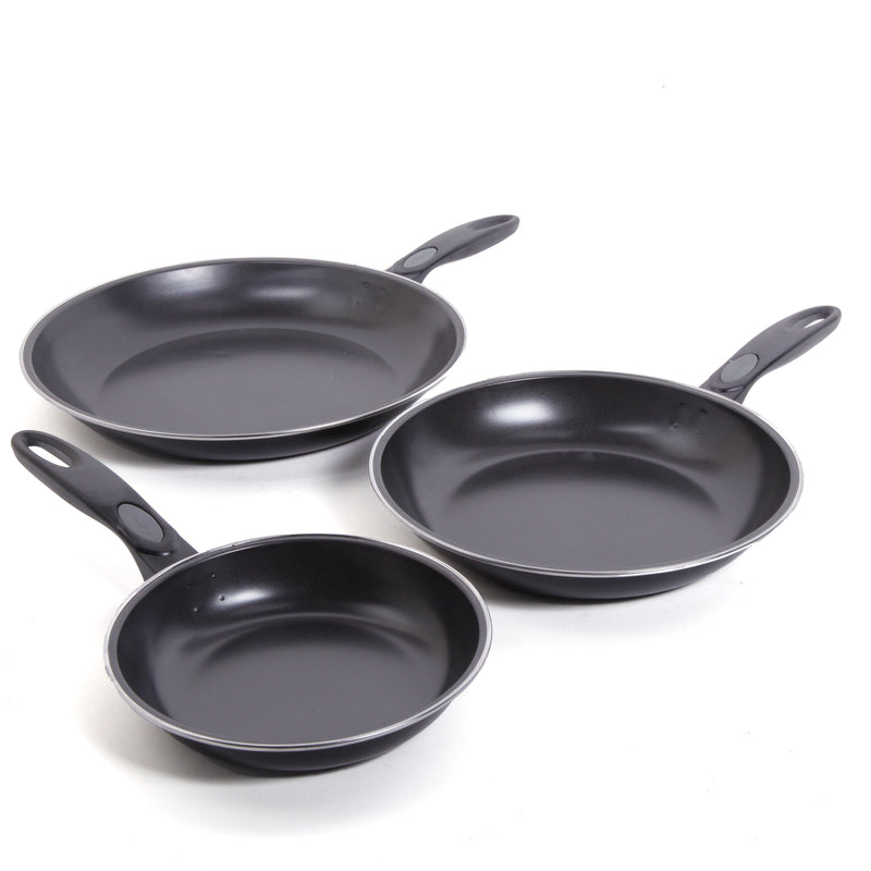 Gibson Home Aventura 3pc Carbon Steel Non-Stick Fry Pan Set - Shrink Wrap w/ Color Label