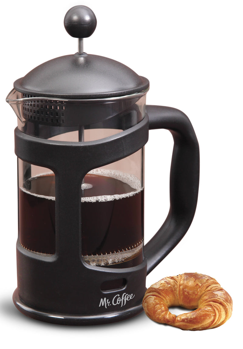 Mr. Coffee Brivio 28oz Glass Coffee Press w/ Scoop - Black - PP Handle & Knob - Gift Box