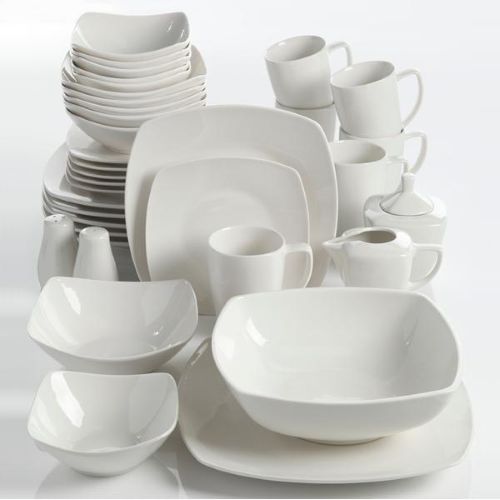 Gibson Home Zen Buffetware 39pc Dinnerware Set - White - Square - Fine Ceramic - Gift Box