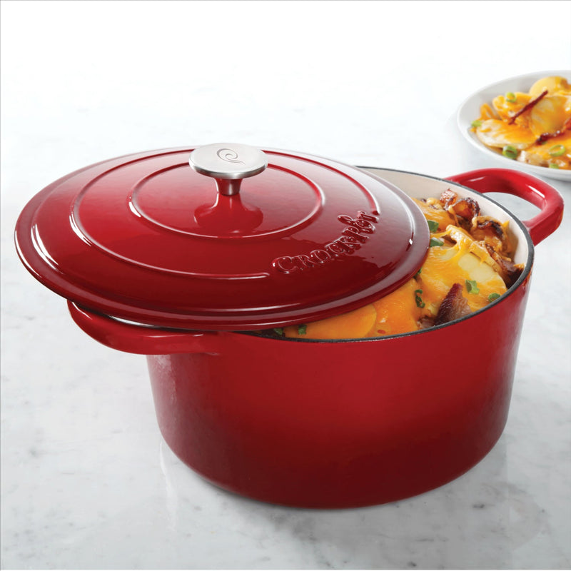 Crock-Pot Artisan 7qt Enamel Cast Iron Dutch Oven w/ Lid - Gift Box - Scarlet Red / Slate Grey / Sapphire Blue