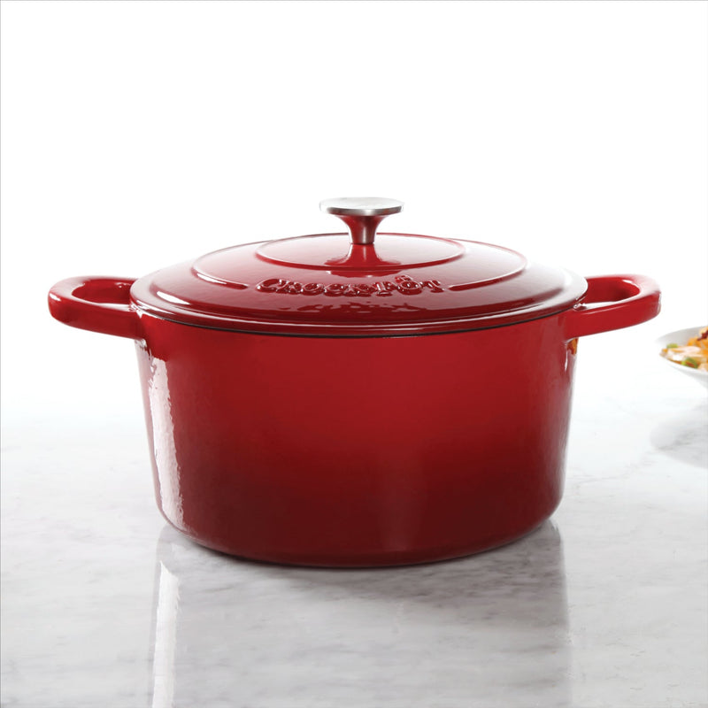 Crock-Pot Artisan 7qt Enamel Cast Iron Dutch Oven w/ Lid - Gift Box - Scarlet Red / Slate Grey / Sapphire Blue