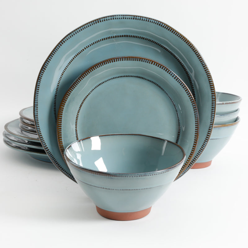 Gibson Elite Terranea 12 pc Reactive Glaze Stoneware Dinnerware Set - Remailer