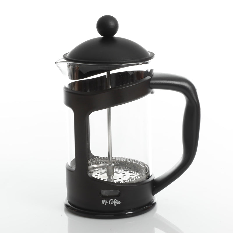 Mr. Coffee Brivio 28oz Glass Coffee Press w/ Scoop - Black - PP Handle & Knob - Gift Box