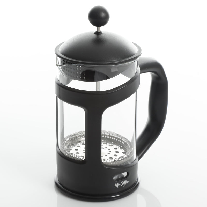 Mr. Coffee Brivio 28oz Glass Coffee Press w/ Scoop - Black - PP Handle & Knob - Gift Box
