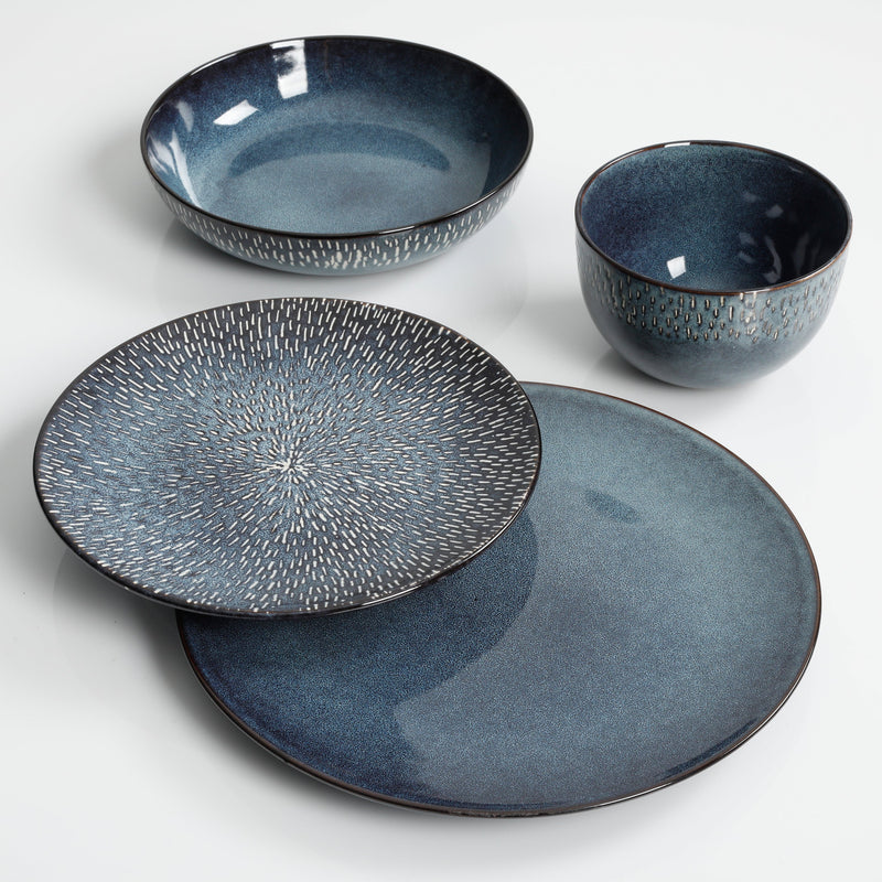 Gibson Elite Matisse 16pc Double Bowl Dinnerware Set - Reactive - Stoneware - Gift Box