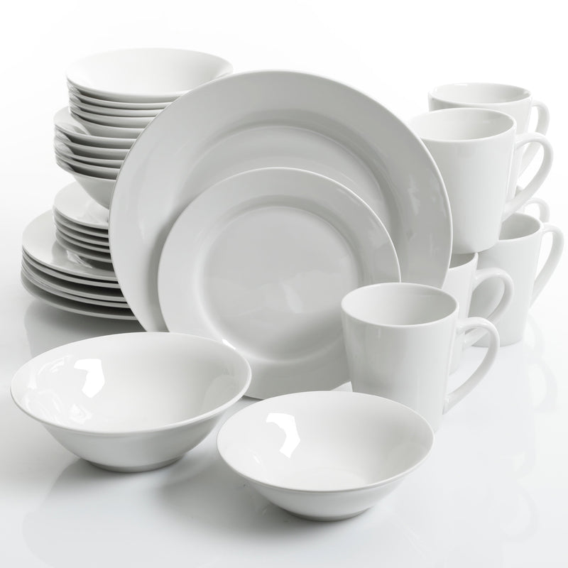 Gibson Home Noble Court 30pc Dinnerware Set - White - Fine Ceramic - Gift Box
