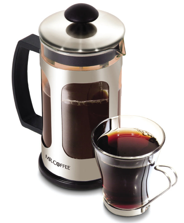 Mr. Coffee Daily Brew 30 oz Coffee Press w/ Scoop - PP Handle & Knob - SS - Glass - GBX