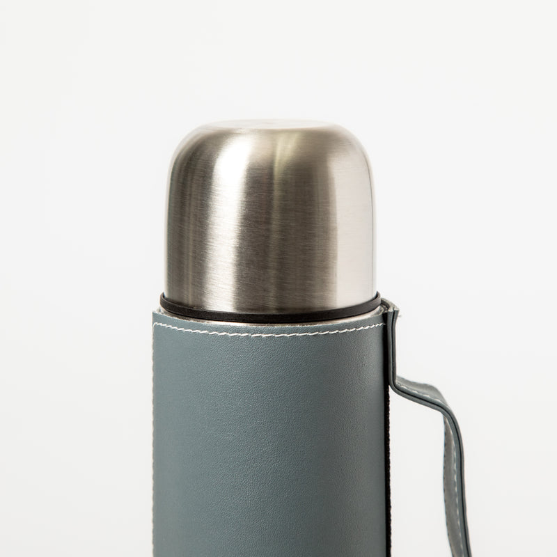 Mr. Coffee Leatherette 23oz Stainless Steel Double Wall Thermal Bottle w/ Lid & PU Handle - Black - Open Stock
