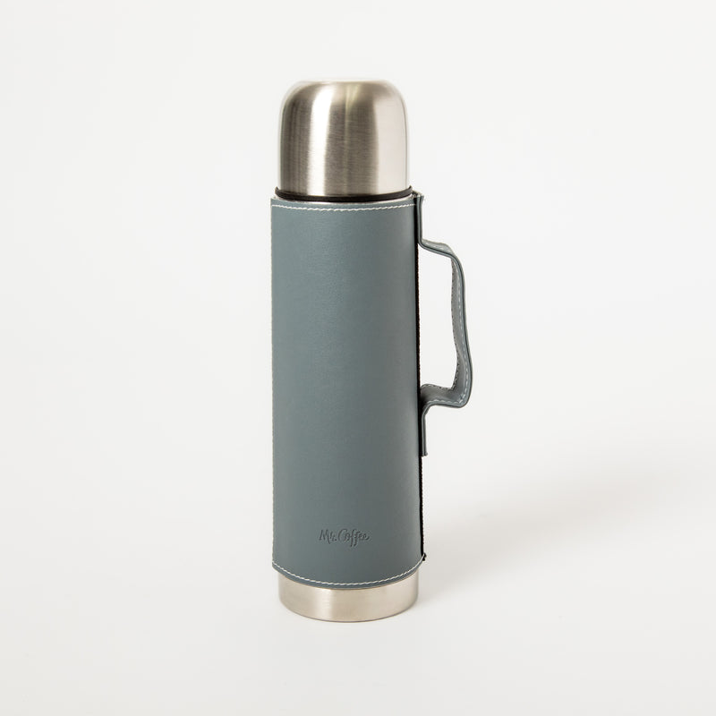 Mr. Coffee Leatherette 23oz Stainless Steel Double Wall Thermal Bottle w/ Lid & PU Handle - Black - Open Stock