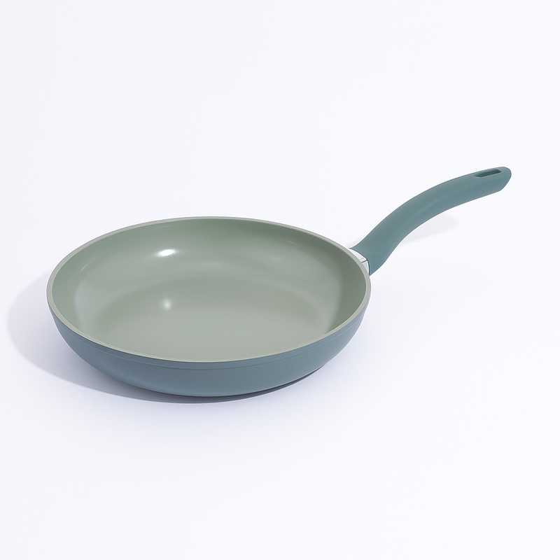 Gibson Home Barnsdall 12" Aluminum Frying Pan - Sage - Non-Stick Interior - Color Exterior - Soft Touch Handle - Color Label